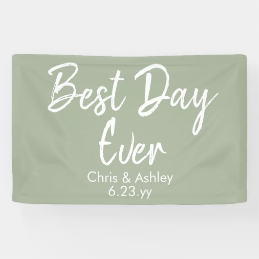 Sage Green Wedding Reception Decor Best Day Ever Spandoek (Horizontaal)
