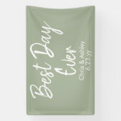 Sage Green Wedding Reception Decor Best Day Ever Spandoek (Verticaal)