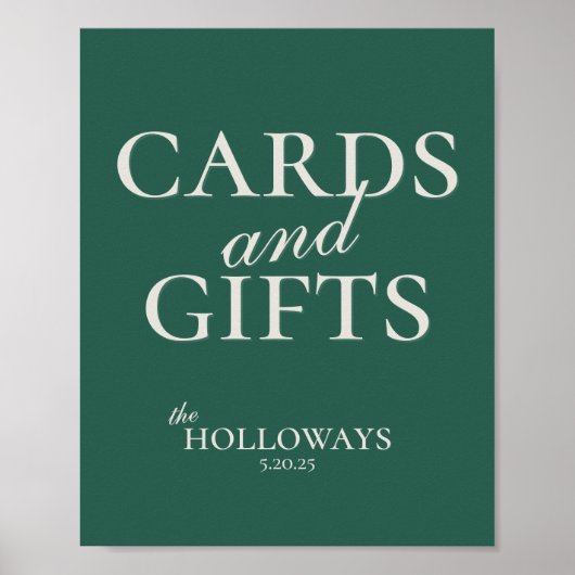 Sage Green Wedding Reception Gift Table Sign Poster (Voorkant)
