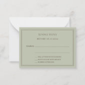 Sage green wedding response RSVP Notitiekaartje (Voorkant)