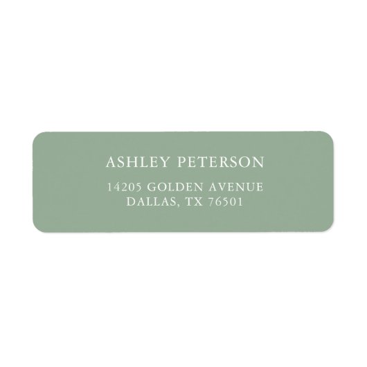 Sage Green Wedding Return Address Shipping Etiket (Voorkant)