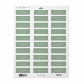 Sage Green Wedding Return Address Shipping Etiket (Full Sheet)
