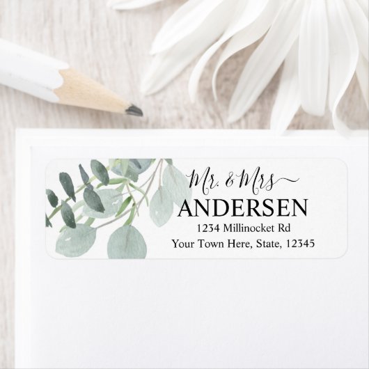 Sage Green Wedding Return-adres Etiket (Insitu)