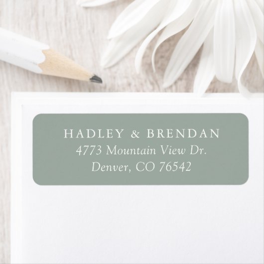Sage Green Wedding Return-label Etiket (Insitu)