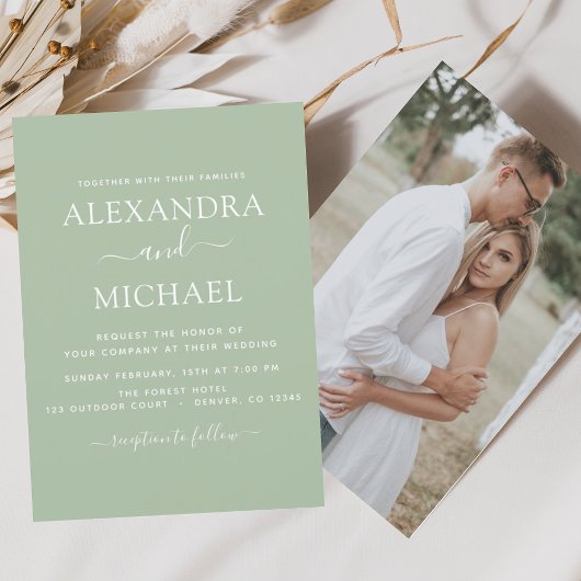 Sage Green Wedding Romantic Foto Kaart