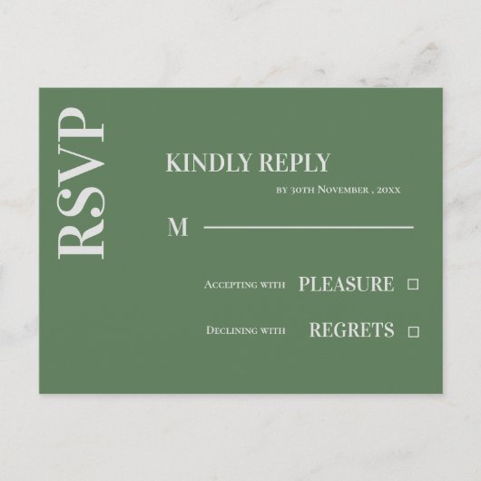 Sage Green Wedding RSVP Briefkaart (Voorkant)