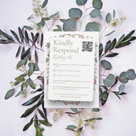 Sage Green Wedding RSVP QR Code Reply Kaart