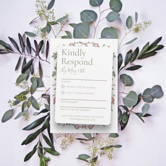 Sage Green Wedding RSVP Reageer Kaart