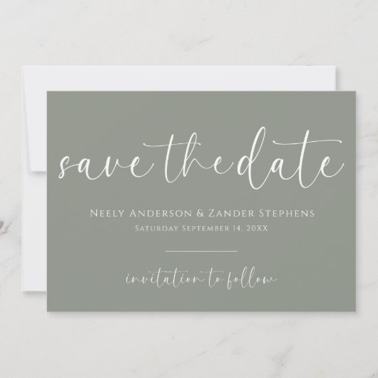 Sage Green Wedding Save the Date (Voorkant)