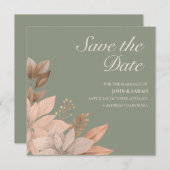 Sage Green Wedding Save the Date Invitation Kaart (Voorkant / Achterkant)
