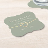 Sage Green Wedding Save the Date Invitation Kartonnen Onderzetters (Gekanteld)