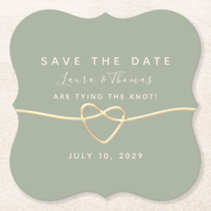 Sage Green Wedding Save the Date Invitation Kartonnen Onderzetters