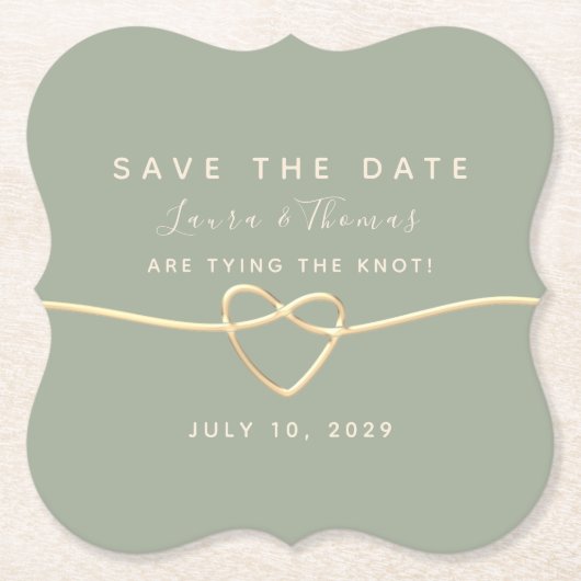 Sage Green Wedding Save the Date Invitation Kartonnen Onderzetters (Voorkant)
