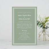 Sage Green Wedding Script Budget Ceremony Program (Staand voorkant)
