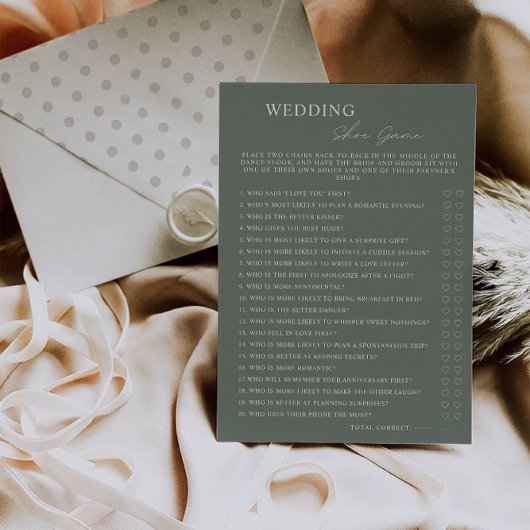 Sage Green Wedding Shoe Game Sjabloon, Kaart