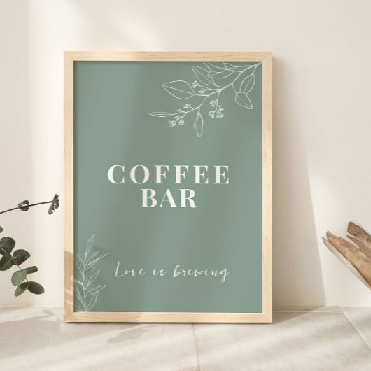 Sage Green Wedding Sign. koffie Poster