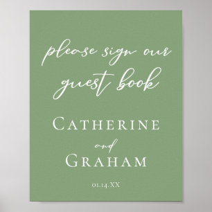 Sage Green Wedding Sign Ons gastenboek Poster