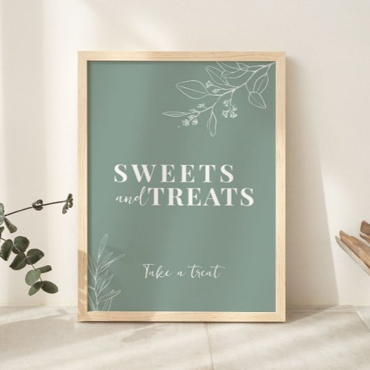 Sage Green Wedding Sign Poster