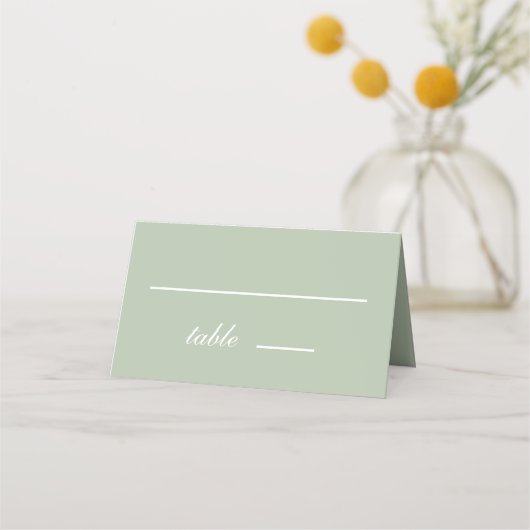 Sage Green Wedding Simple Calligraphy White Script Plaatskaartje (Voorkant)
