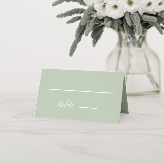 Sage Green Wedding Simple Calligraphy White Script Plaatskaartje
