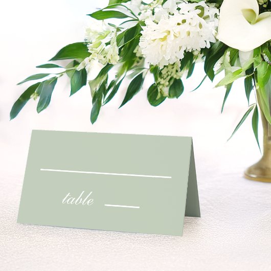 Sage Green Wedding Simple Calligraphy White Script Plaatskaartje