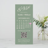 Sage Green Wedding Sla de datum op Kalender QR-cod (Staand voorkant)