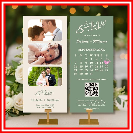 Sage Green Wedding Sla de datum op Kalender QR-cod