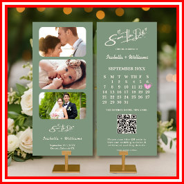 Sage Green Wedding Sla de datum op Kalender QR-cod