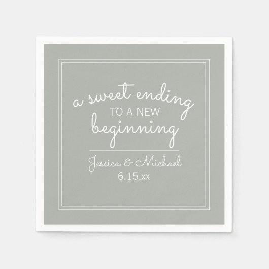 Sage Green Wedding Sweet Einde nieuw begin Servet (Voorkant)
