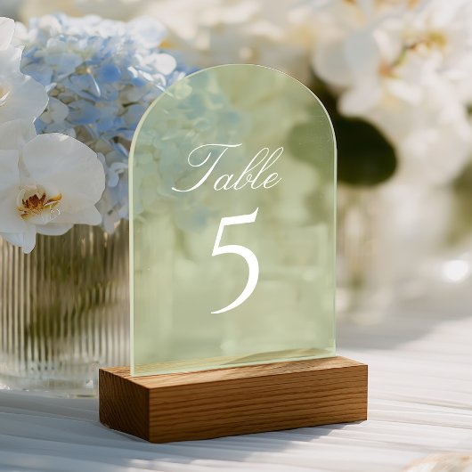 Sage Green Wedding Table Number Acryl Uitnodigingen