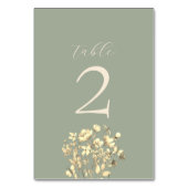 Sage Green Wedding Table Number Kaart (Voorkant)