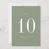 Sage Green Wedding Table Number Kaart (Voorkant)