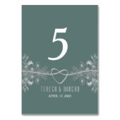 Sage Green Wedding Table Number Kaart (Achterkant)