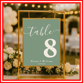 Sage Green Wedding Table Number Poster