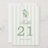 Sage Green Wedding Table Numbers Cards Kaart (Voorkant)