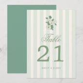 Sage Green Wedding Table Numbers Cards Kaart (Voorkant / Achterkant)