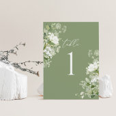 Sage Green Wedding Table Numbers, Organic Greenery
