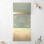 Sage Green Wedding Tri-Fold Uitnodiging (Binnen)