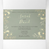 Sage Green Wedding Tri-Fold Uitnodiging (Binnenkant midden)