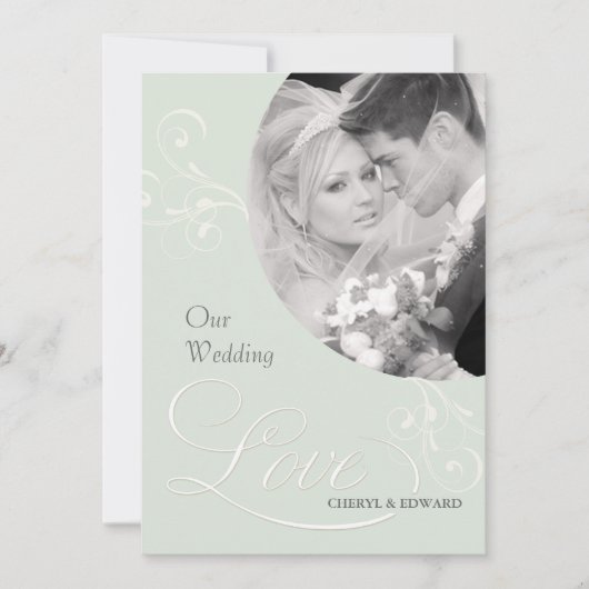 Sage Green Wedding-uitnodigingen met foto Kaart (Voorkant)