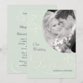 Sage Green Wedding-uitnodigingen met foto Kaart (Voorkant / Achterkant)