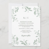 Sage Green Wedding Vintage Elegant Swirly Fgrave Kaart (Voorkant)