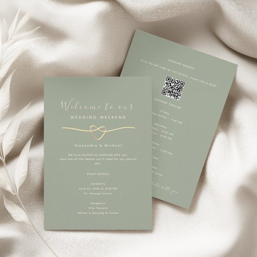 Sage Green Wedding Weekend Info Card Informatiekaartje