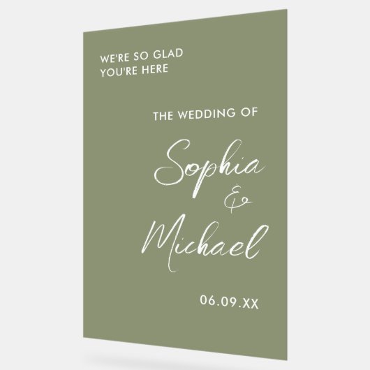 Sage Green Wedding Welcome Acryl Bord (Hoek)