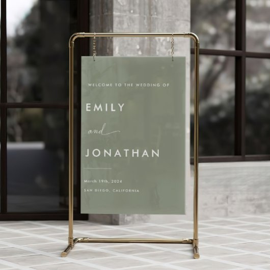 Sage Green Wedding Welcome Acryl Bord