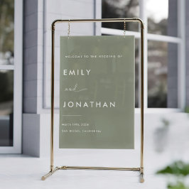 Sage Green Wedding Welcome Acryl Bord