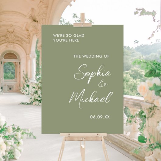 Sage Green Wedding Welcome Acryl Bord
