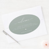 Sage Green Wedding Welcome Ovale Sticker (Envelop)