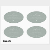 Sage Green Wedding Welcome Ovale Sticker (Vel)