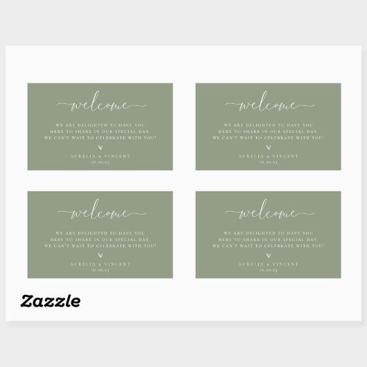 Sage Green Wedding Welcome Rechthoekige Sticker (Vel)